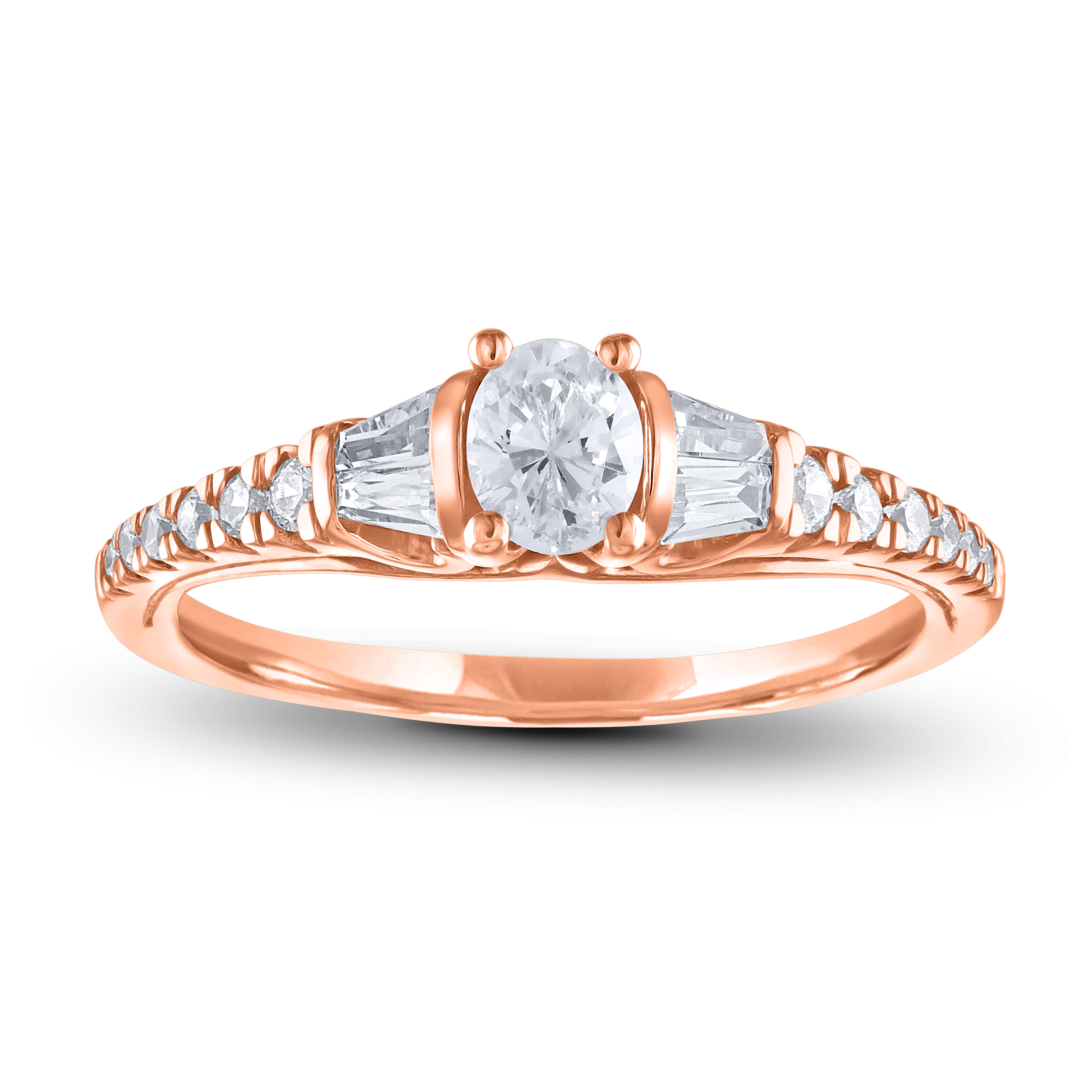 Diamour 7/8 Cttw Diamond Ring in 14Kt Pink Gold
