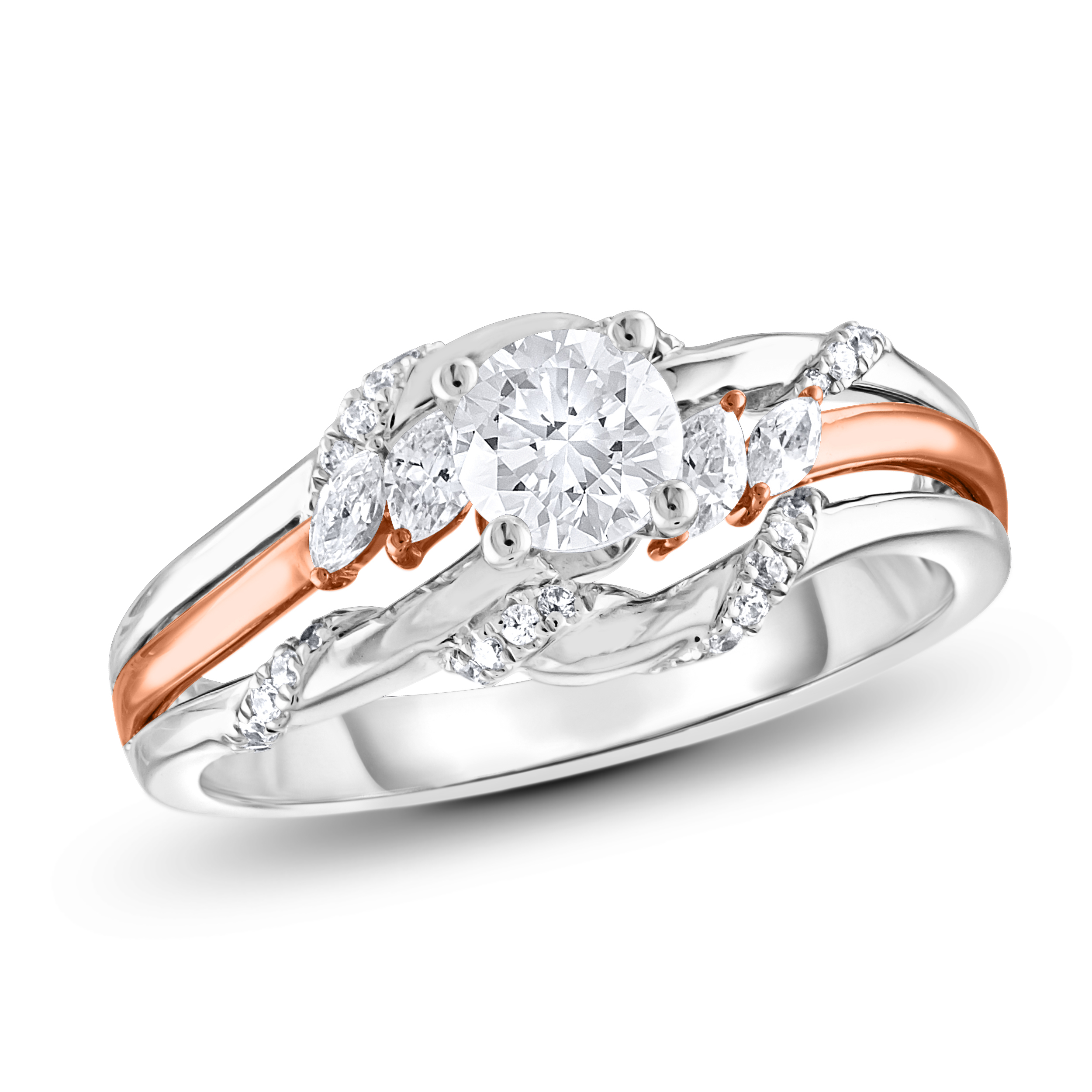 Diamour 3/4 Cttw Diamond Ring in 14Kt 2-Tone Gold
