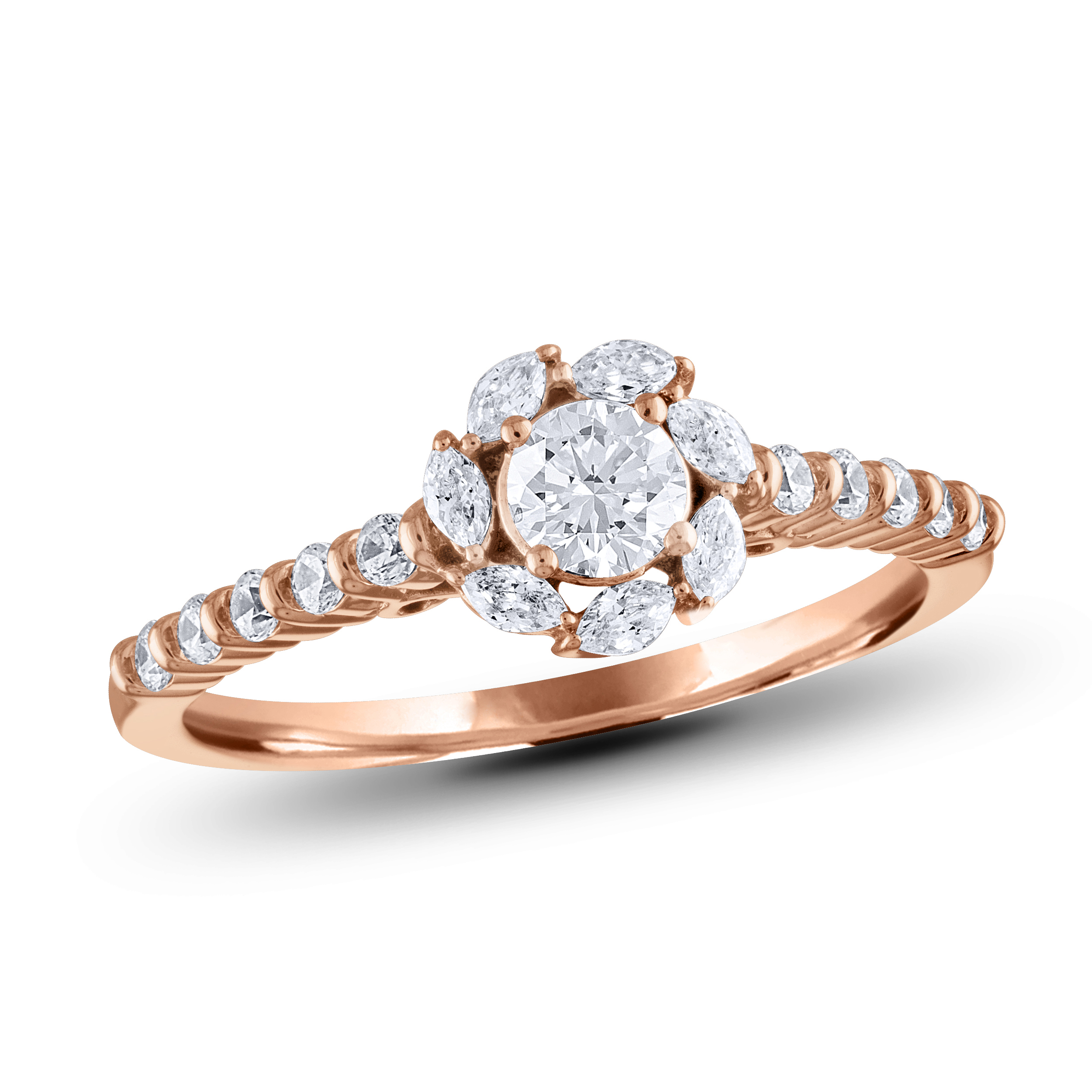 Diamour 5/8 Cttw Diamond Ring in 14Kt Pink Gold