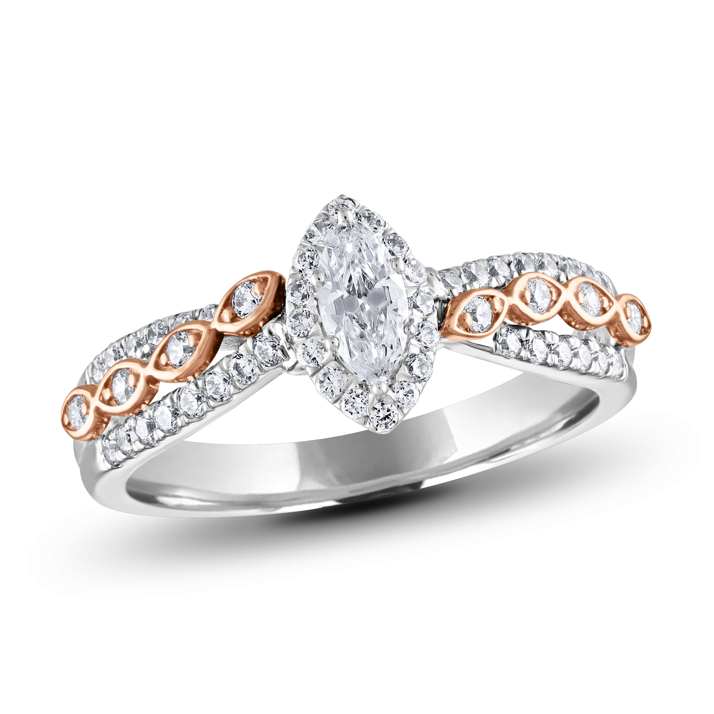 Diamour 5/8 Cttw Diamond Ring in 14Kt 2-Tone Gold