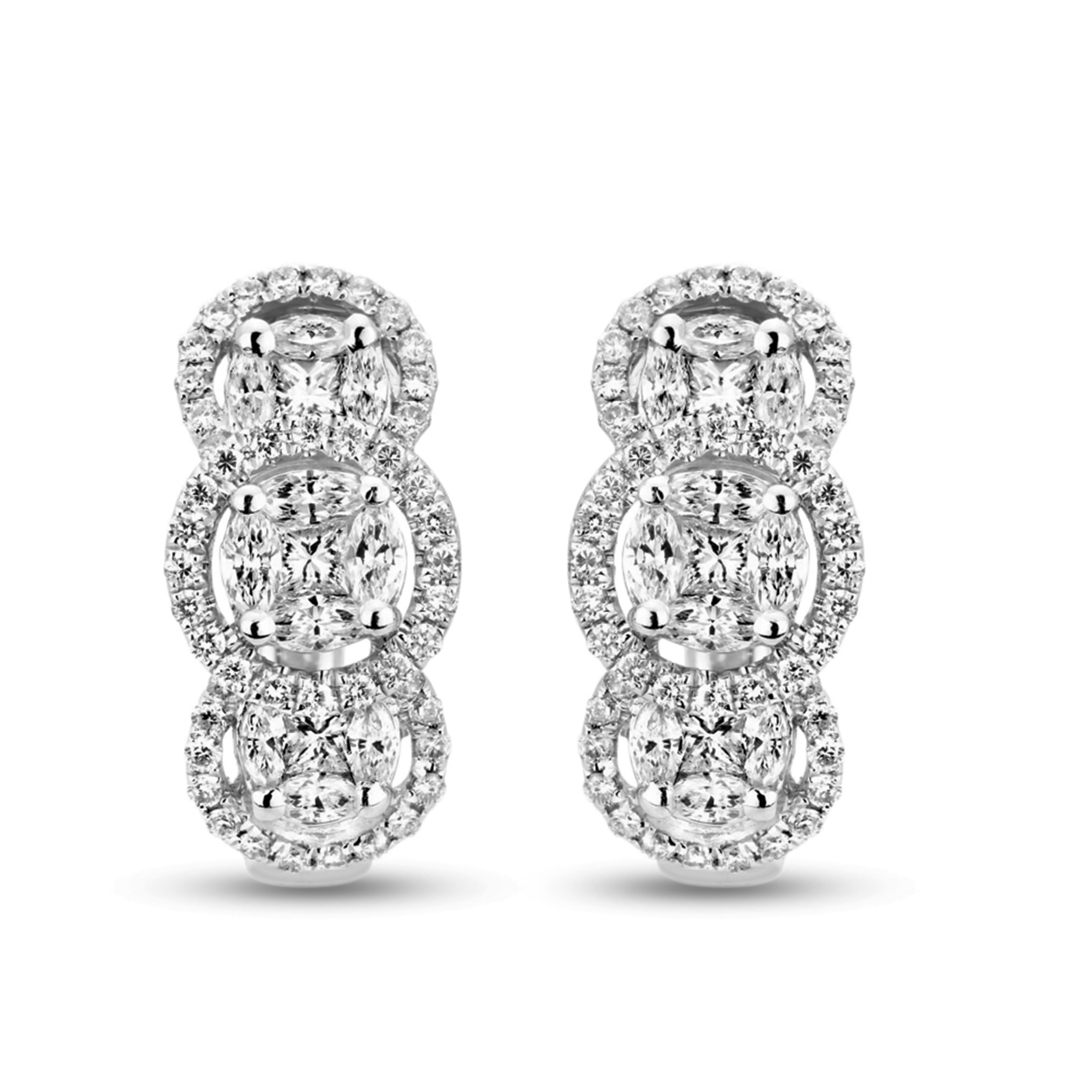 Diamour 1-1/3 Cttw Diamond Earrings in 14Kt White Gold