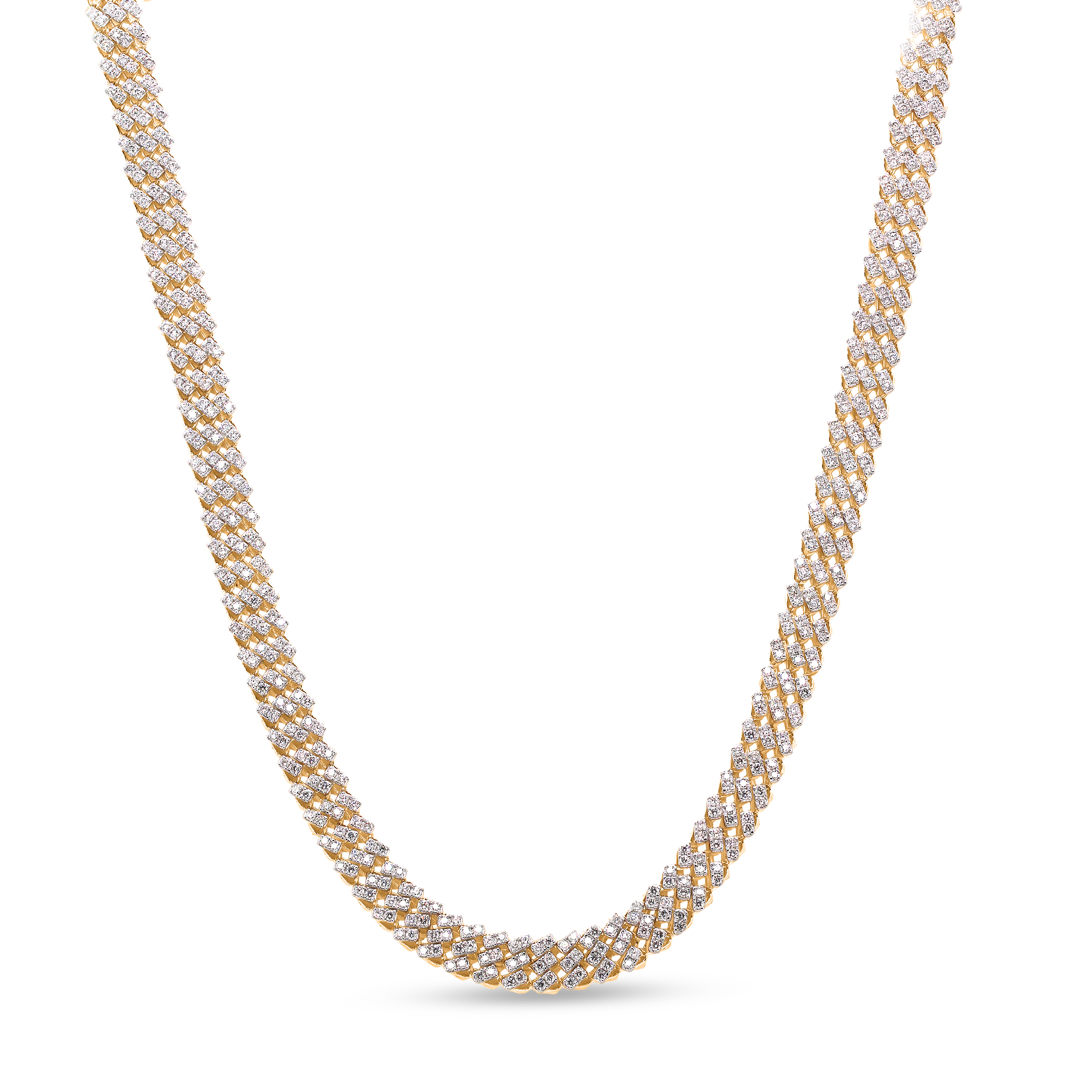 Diamour 4 Cttw Natural Diamond Necklace in 14Kt Yellow Gold