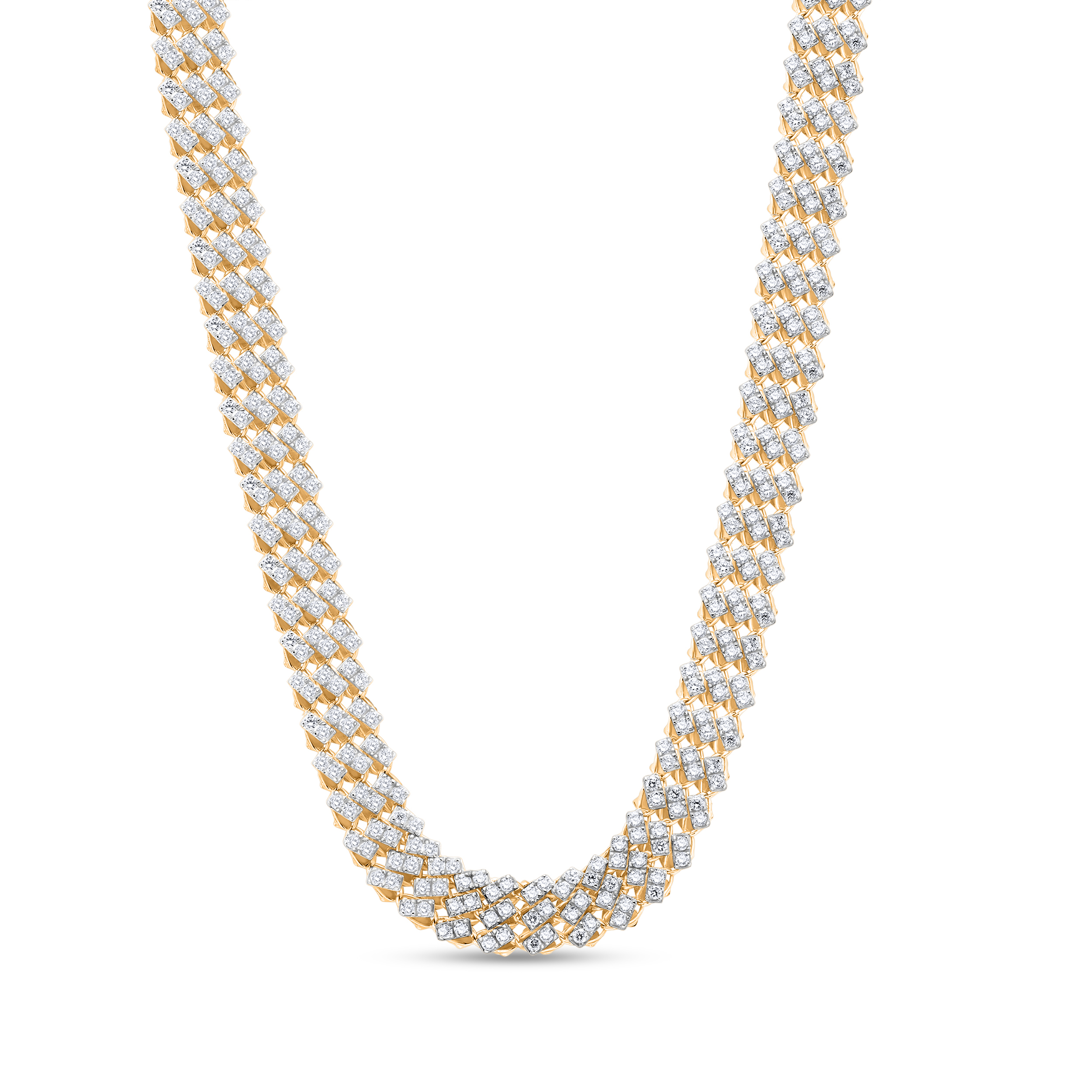 Diamour 8 Cttw Natural Diamond Necklace in 14Kt Yellow Gold