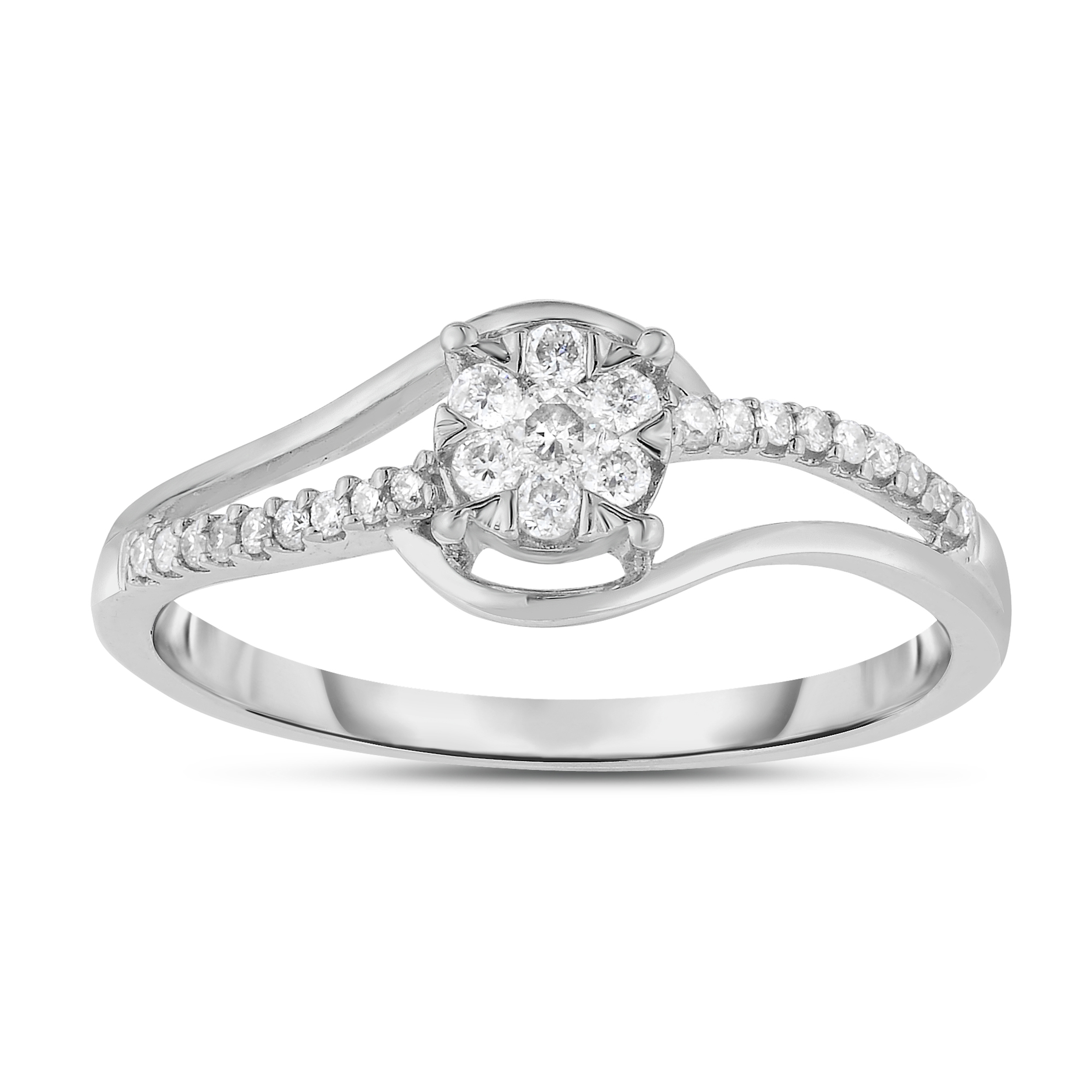 Diamour 1/6 Cttw Diamond Ring in 14Kt White Gold