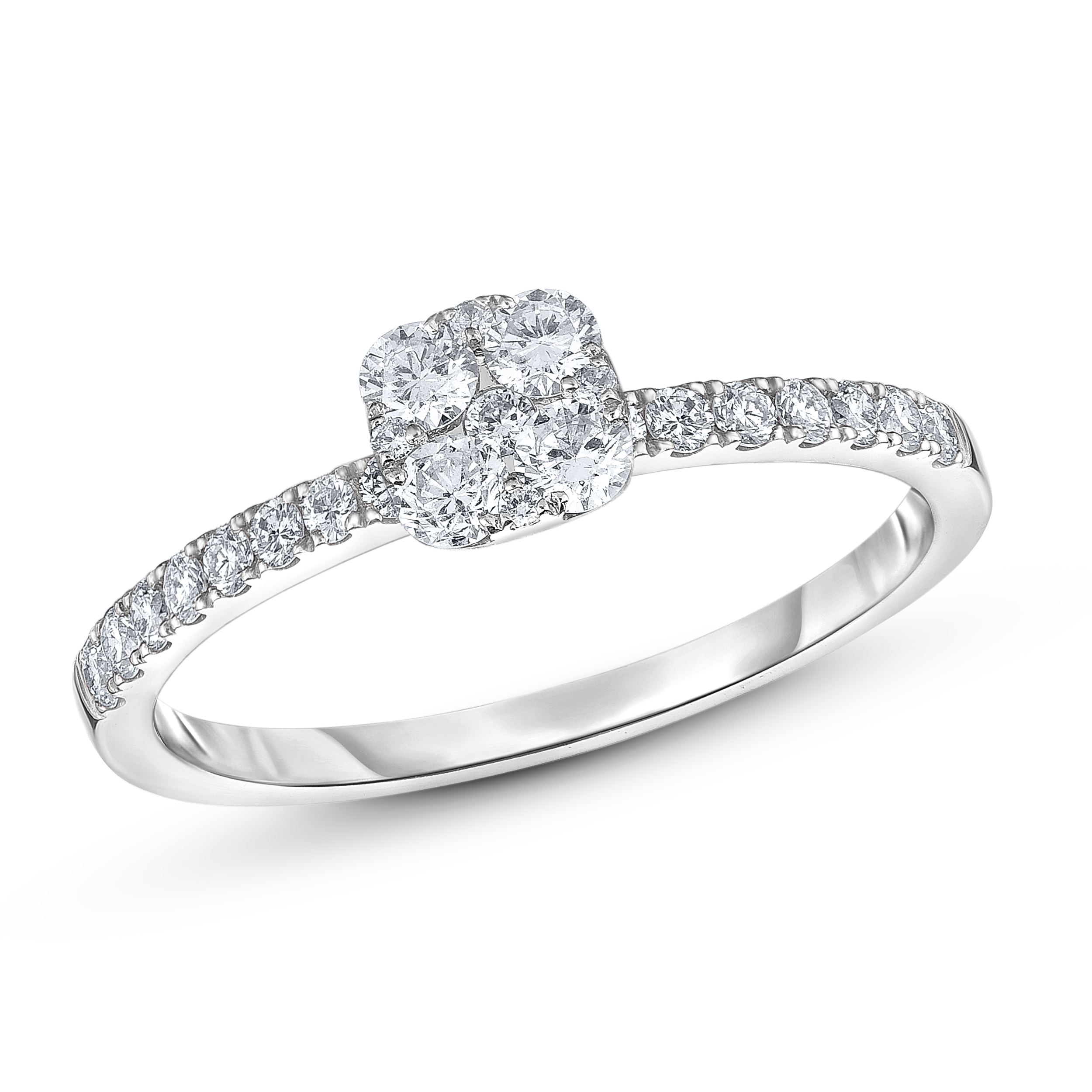 Diamour 1/4 Cttw Diamond Ring in 14Kt White Gold