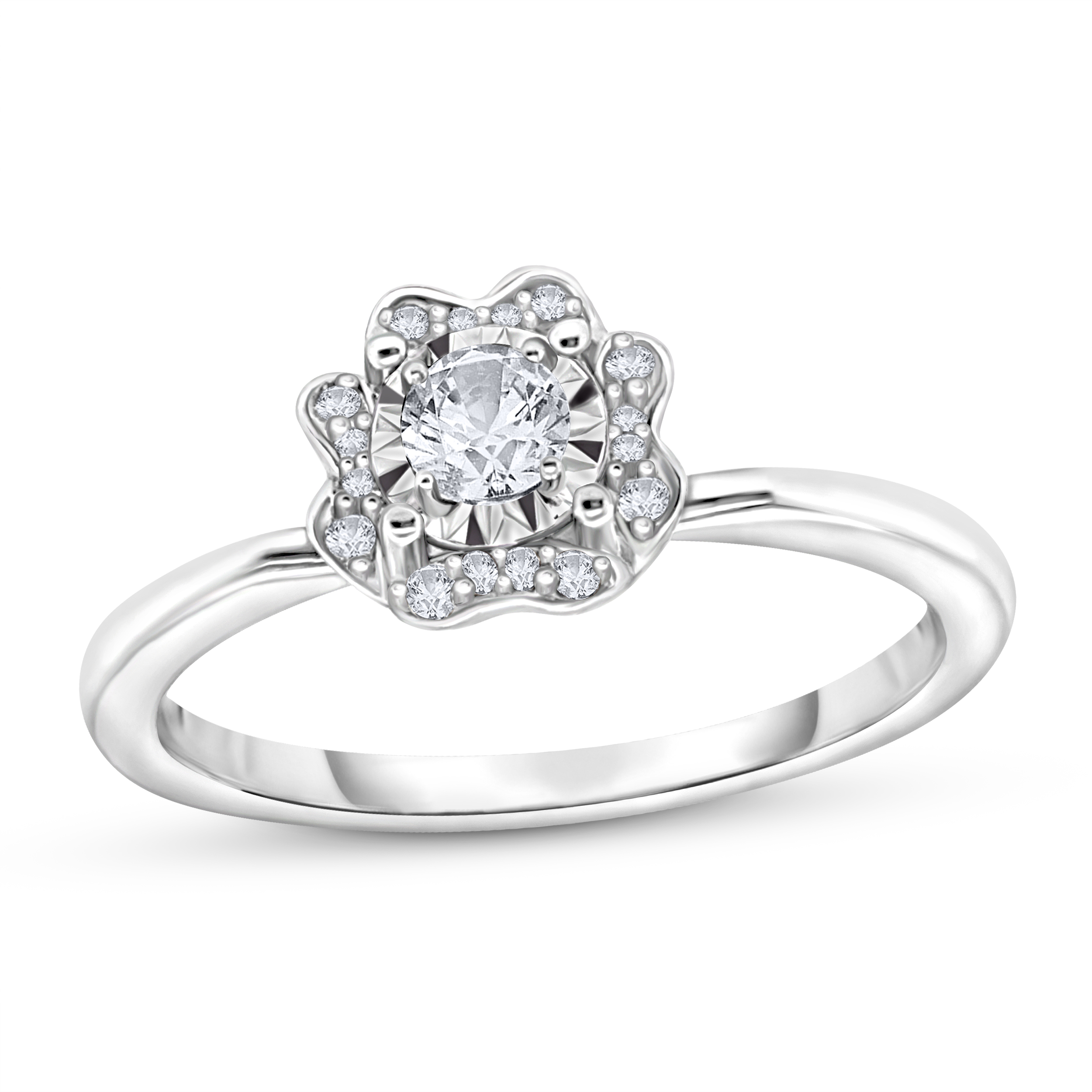 Diamour 1/5 Cttw Diamond Ring in 14Kt White Gold