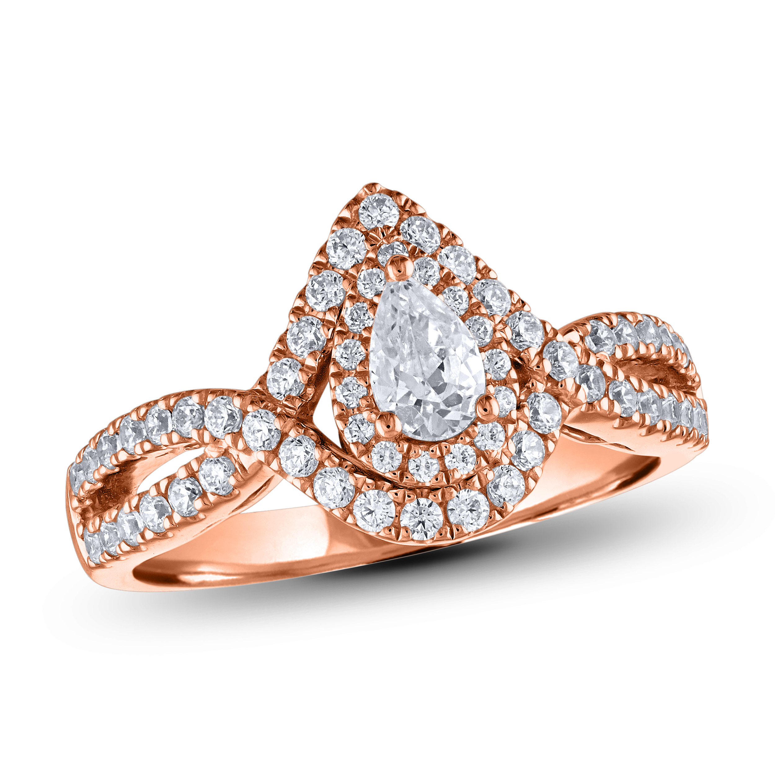 Diamour 3/4 Cttw Diamond Ring in 14Kt Pink Gold
