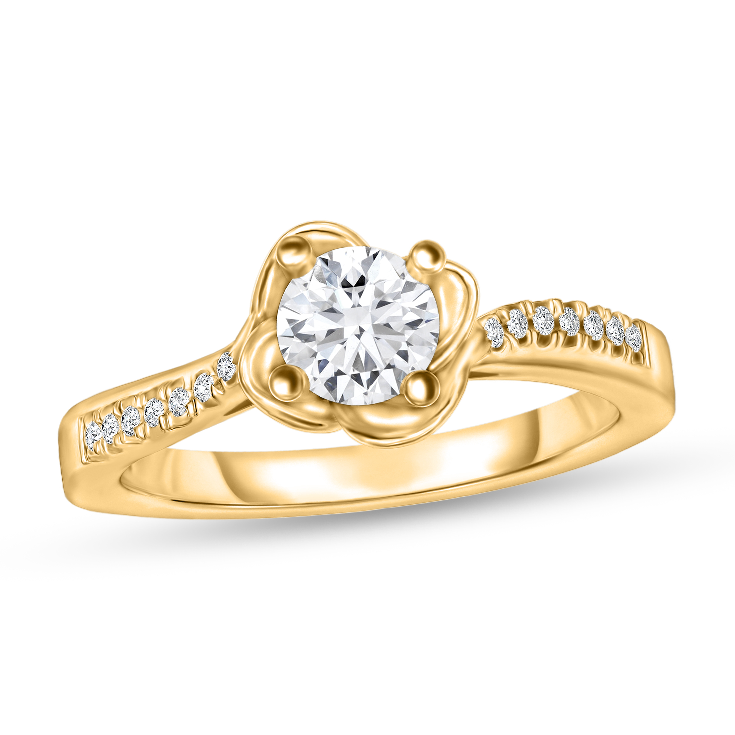 Diamour 1/2 Cttw Diamond Ring in 14Kt Yellow Gold