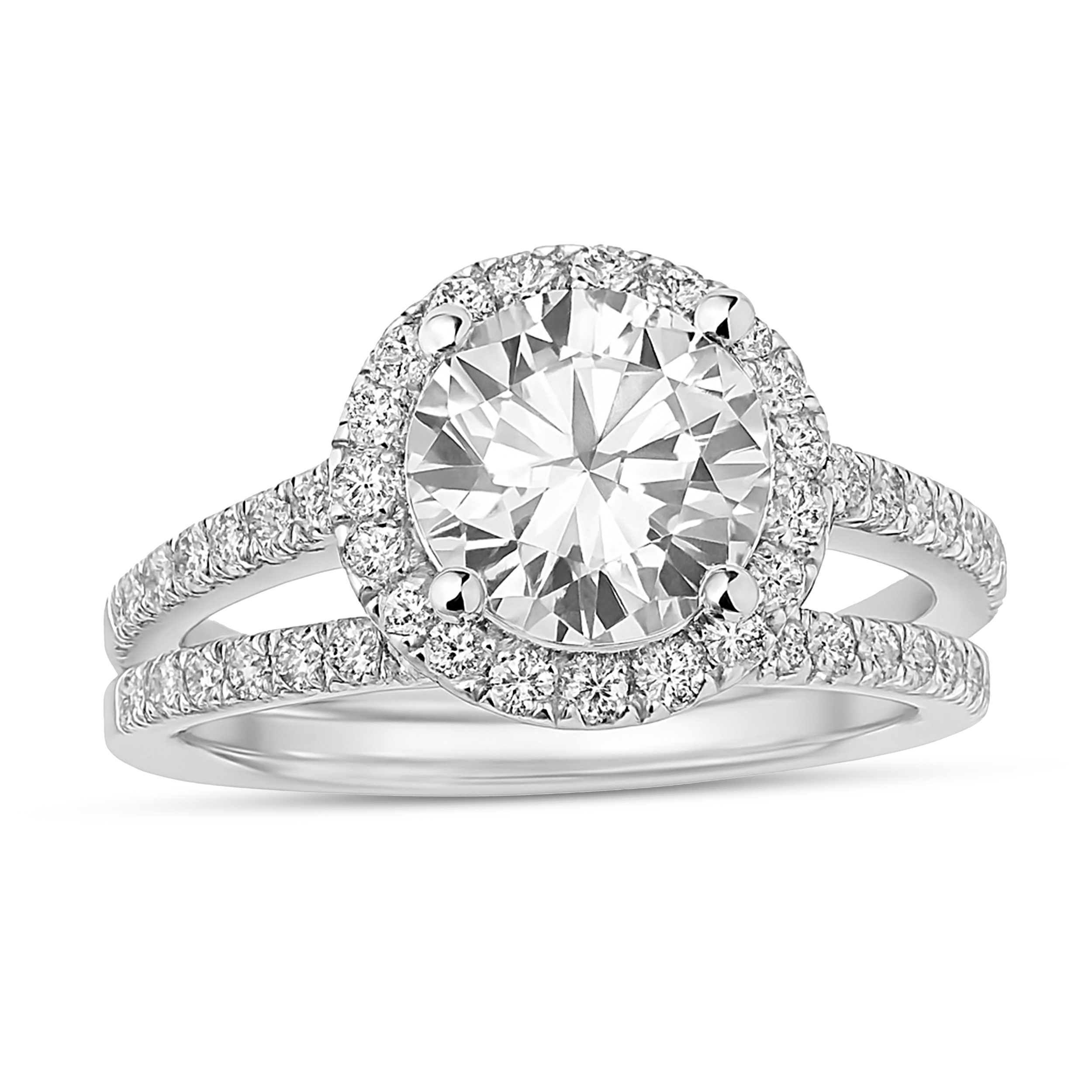 Diamour 2-1/2 Cttw Lab-Grown Diamond Ring Set in 14Kt White Gold