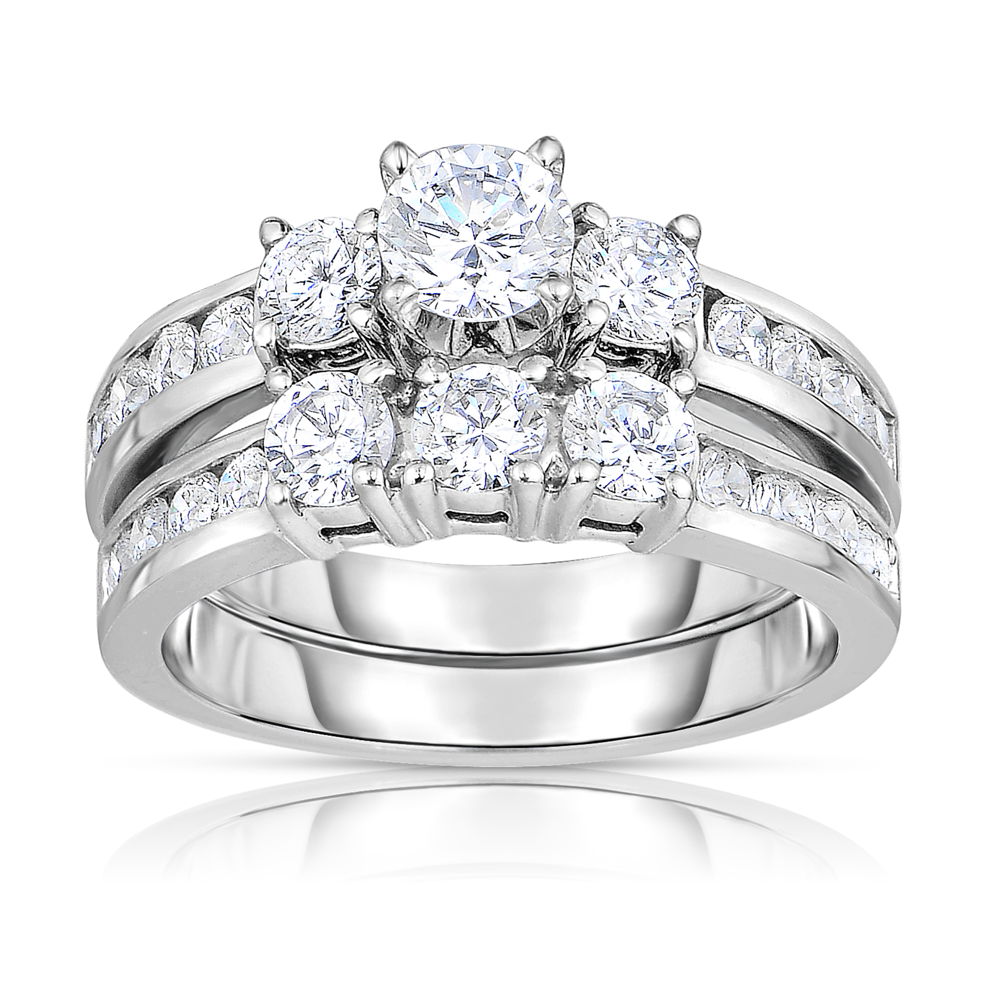 Diamour 2 Cttw Diamond Ring Set in 14Kt White Gold